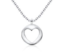 Round Motive With Heart Design 925 Silver Necklace SPE-3944